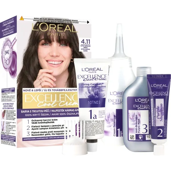 L’Oréal Paris L’Oréal Paris Excellence Cool Creme боя за коса цвят 4.11 Ultra Ash Brown 1 бр.