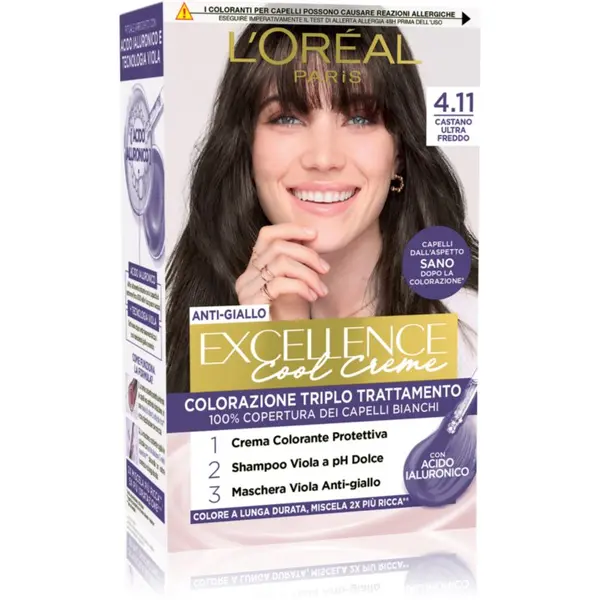 L’Oréal Paris L’Oréal Paris Excellence Cool Creme боя за коса цвят 4.11 Ultra Ash Brown 1 бр.