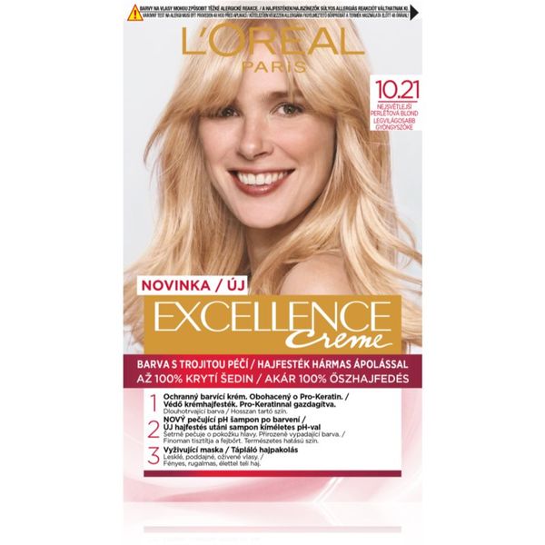 L’Oréal Paris L’Oréal Paris Excellence Creme боя за коса цвят 10.21 Very Light Pearl Blonde 1 бр.