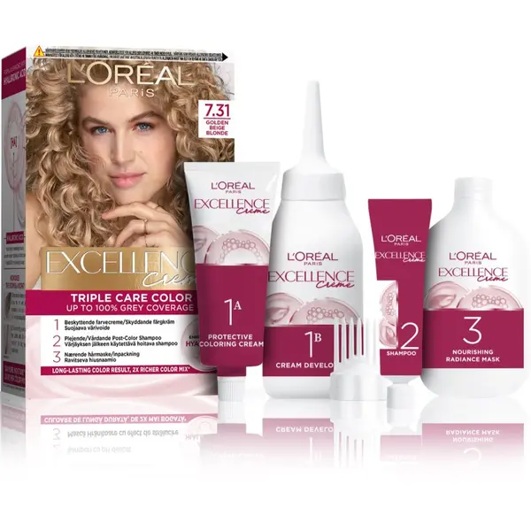 L’Oréal Paris L’Oréal Paris Excellence Creme боя за коса цвят 7.31 Golden Beige Blonde 1 бр.