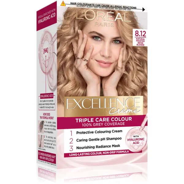 L’Oréal Paris L’Oréal Paris Excellence Creme боя за коса цвят 8.12 Natural Frosted Beige Blond 1 бр.
