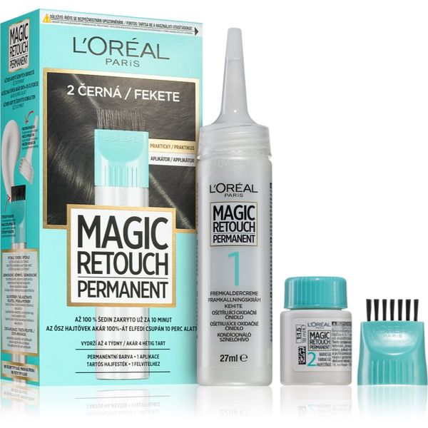 L’Oréal Paris L’Oréal Paris Magic Retouch Permanent тонираща боя за израстнали корени с апликатор цвят 2 BLACK 1 бр.