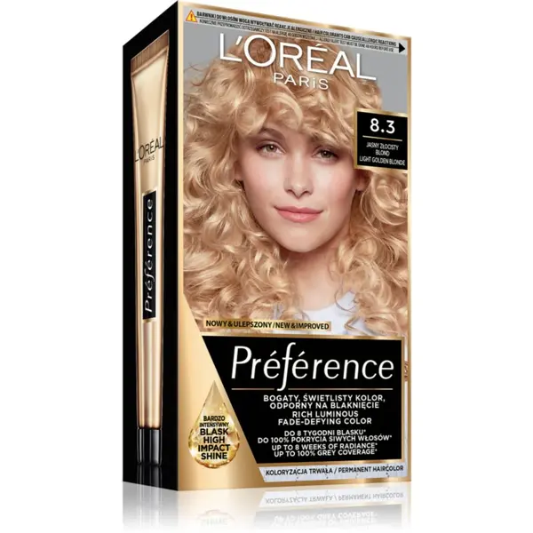 L’Oréal Paris L’Oréal Paris Préférence боя за коса цвят 8.3 Light golden blonde 1 бр.