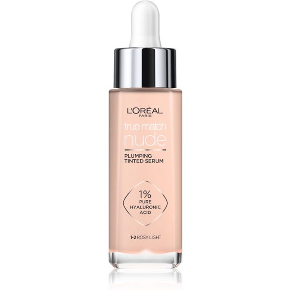 L’Oréal Paris L’Oréal Paris True Match Nude Plumping Tinted Serum серум да уеднакви цвета на кожата цвят 1-2 Rosy Light 30 мл.