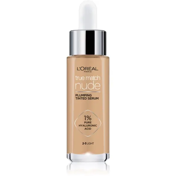 L’Oréal Paris L’Oréal Paris True Match Nude Plumping Tinted Serum серум да уеднакви цвета на кожата цвят 2-3 Light 30 мл.