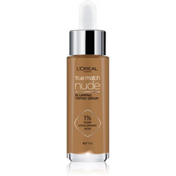 L’Oréal Paris L’Oréal Paris True Match Nude Plumping Tinted Serum серум да уеднакви цвета на кожата цвят 6-7 Tan 30 мл.