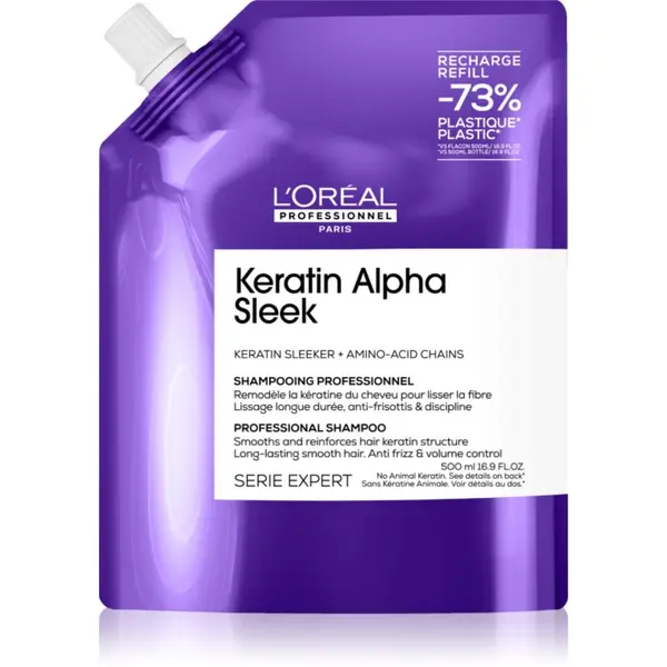 L’Oréal Professionnel L’Oréal Professionnel Serie Expert Keratin Alpha Sleek шампоан за гладка на вид коса Refill 500 мл.