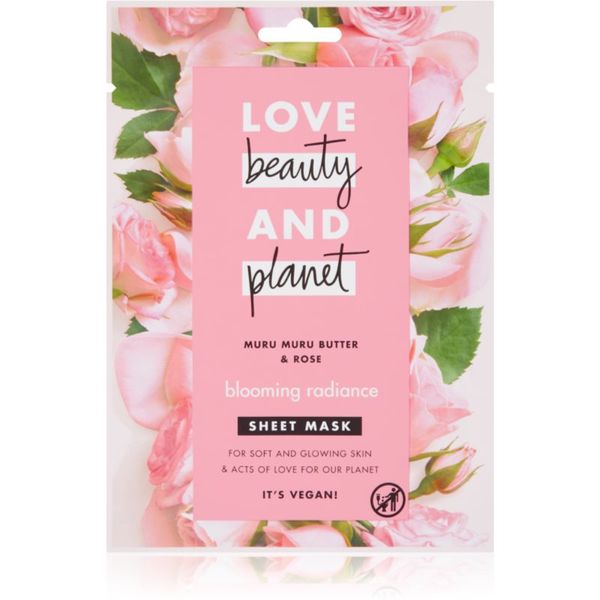 Love Beauty & Planet Love Beauty & Planet Blooming Radiance Muru Muru Butter & Rose платнена маска за озаряване на лицето 21 мл.