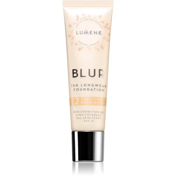 Lumene Lumene Blur 16h Longwear дълготраен фон дьо тен SPF 15 цвят 2 Soft Honey (Cool) 30 мл.