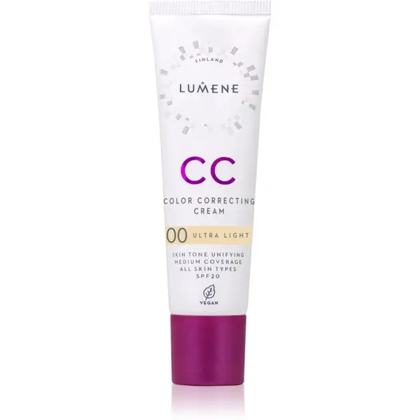 Lumene Lumene CC Color Correcting Cream CC крем за уеднаквяване тена на лицето SPF 20 цвят 00 Ultra Light (Warm) 30 мл.