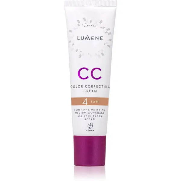 Lumene Lumene CC Color Correcting Cream CC крем за уеднаквяване тена на лицето SPF 20 цвят 4 Tan (Neutral) 30 мл.