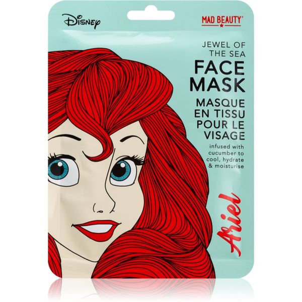 Mad Beauty Mad Beauty Disney Princess Ariel хидратираща платнена маска с екстракт от краставица 25 мл.