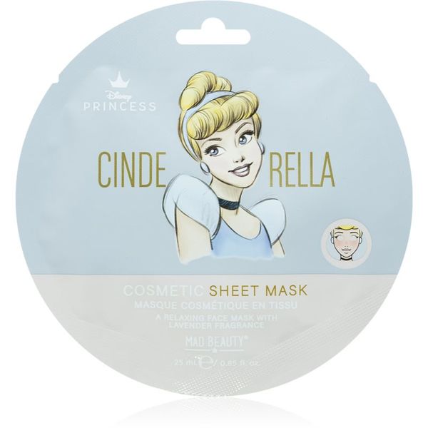 Mad Beauty Mad Beauty Disney Princess Cinderella успокояваща платнена маска с екстракт от лавандула 25 мл.
