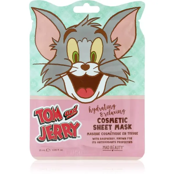 Mad Beauty Mad Beauty Tom & Jerry Sheet Mask - Tom хидратираща платнена маска с хиалуронова киселина 1 бр.