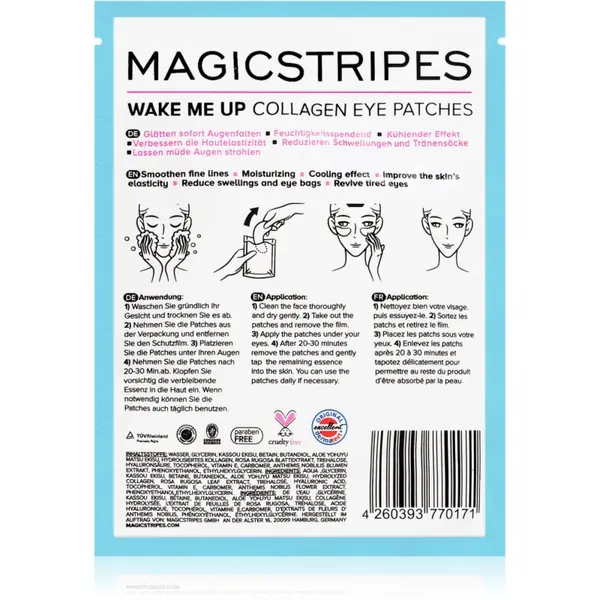 MAGICSTRIPES MAGICSTRIPES Wake Me Up Collagen Eye Patches колагенова маска за областта около очите против признаците на умора 1 бр.