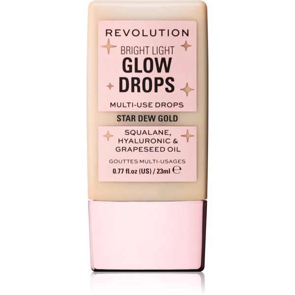 Makeup Revolution Makeup Revolution Bright Light Glow Drops течен хайлайтър цвят Golden Star Dew 23 мл.