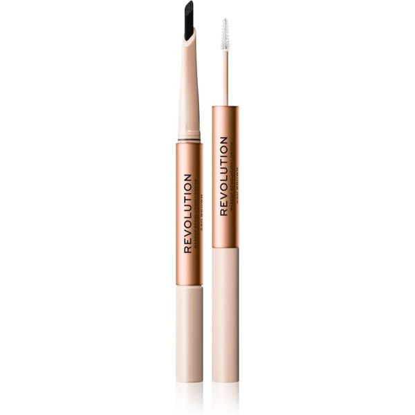 Makeup Revolution Makeup Revolution Fluffy Brow Filter Duo двустранен молив за вежди за фиксиране и оформяне цвят Ash Brown 0.12 гр.