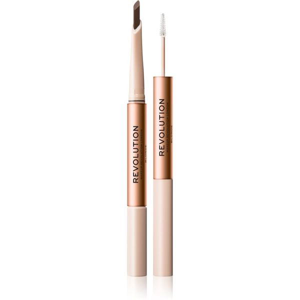 Makeup Revolution Makeup Revolution Fluffy Brow Filter Duo двустранен молив за вежди за фиксиране и оформяне цвят Blonde 0.12 гр.