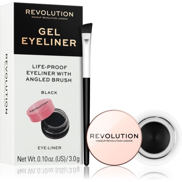 Makeup Revolution Makeup Revolution Gel Eyeliner Pot гел очна линия с четка цвят Black 3 гр.