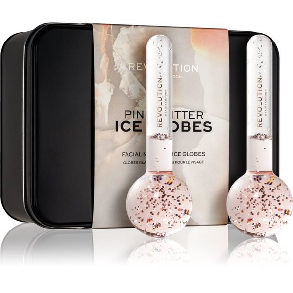 Makeup Revolution Makeup Revolution Ice Globes Pink Glitter масажно приспособление за лице 2 бр.