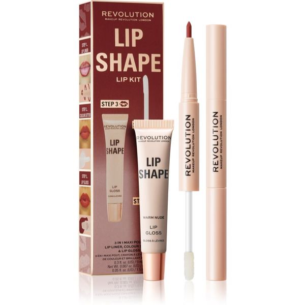 Makeup Revolution Makeup Revolution Lip Shape Kit комплект за устни цвят Warm Nude 1 бр.