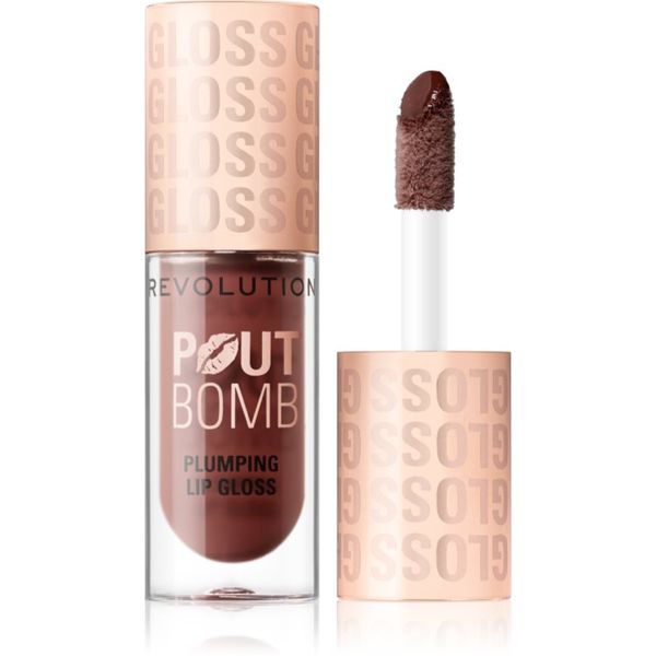 Makeup Revolution Makeup Revolution Pout Bomb блясък за устни с увеличаващ ефект цвят Espresso Cool Nude 4.6 мл.