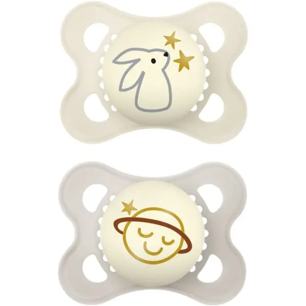 MAM MAM Original Night 0m+ биберон Beige/ Grey 2 бр.