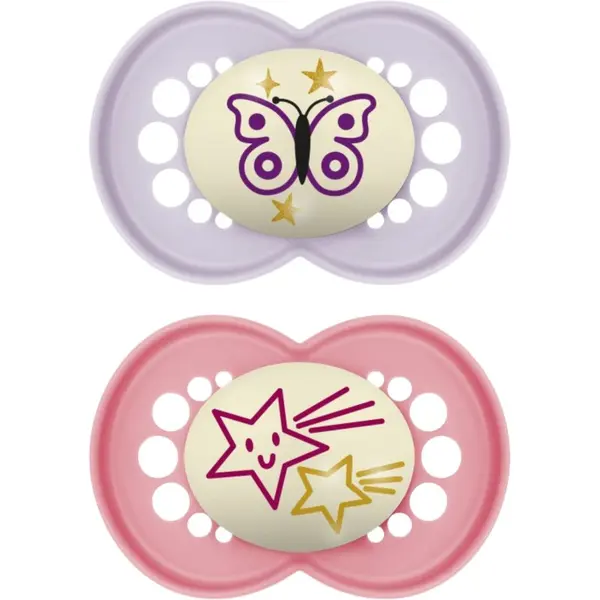 MAM MAM Original Night 16m+ биберон Pink/ Purple 2 бр.