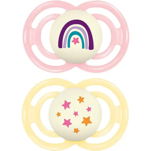 MAM MAM Perfect Night 16+ months биберон Pink/ Yellow 2 бр.