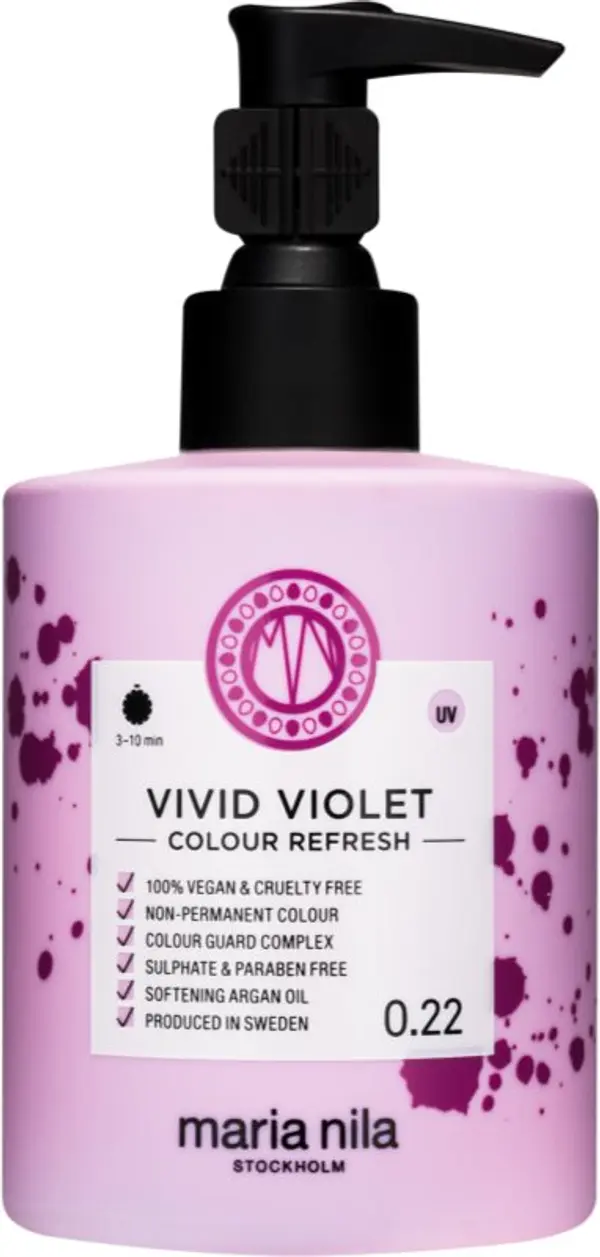 Maria Nila Maria Nila Colour Refresh Vivid Violet нежна подхранваща маска без перманентни цветови пигменти издържа 4 – 10 измивания 0.22 300 мл.