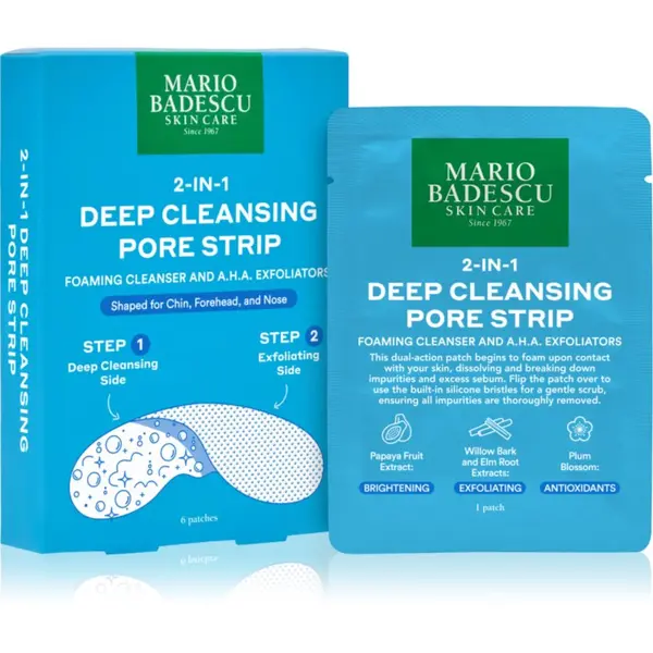 Mario Badescu Mario Badescu 2-in-1 Deep Cleansing Pore Strip лепенки за проблемна кожа 2 в 1 6 бр.