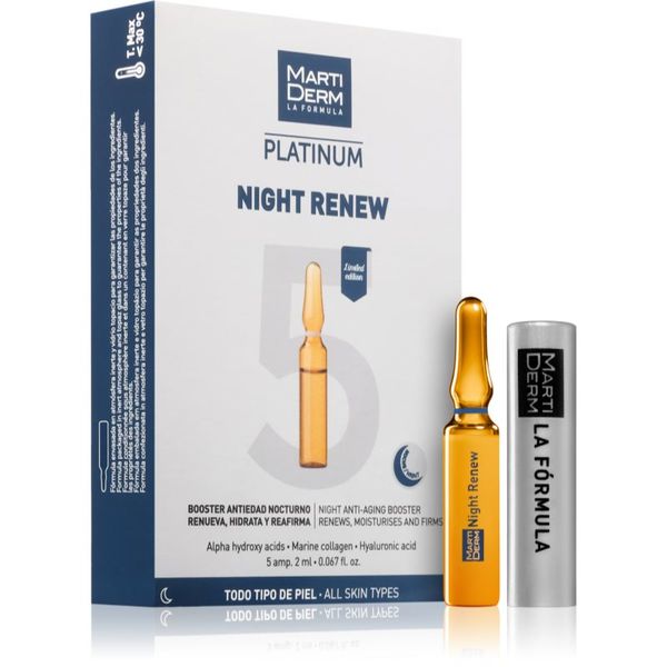 MartiDerm MartiDerm Platinum Night Renew интензивен серум за подпомагане на образуването на колаген 5x2 мл.