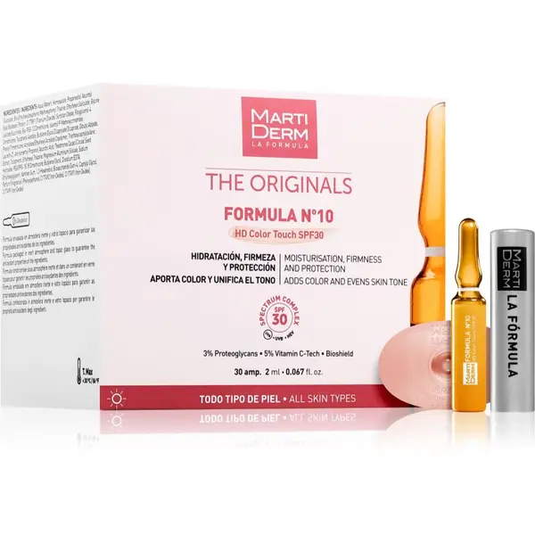 MartiDerm MartiDerm The Originals Formula Nº10 HD Color Touch хидратиращ серум за лице с витамин С SPF 30 30x2 мл.