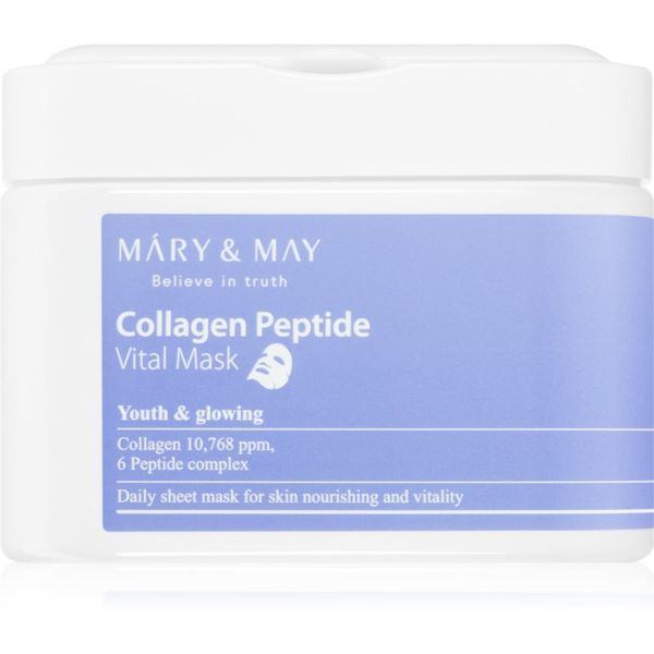 MARY & MAY MARY & MAY Collagen Peptide Vital Mask комплект платнени маски с анти-бръчков ефект 30 бр.