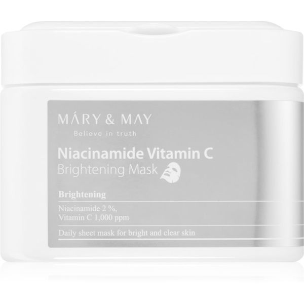 MARY & MAY MARY & MAY Niacinamide Vitamin C Brightening Mask комплект платнени маски за озаряване на лицето 30 бр.