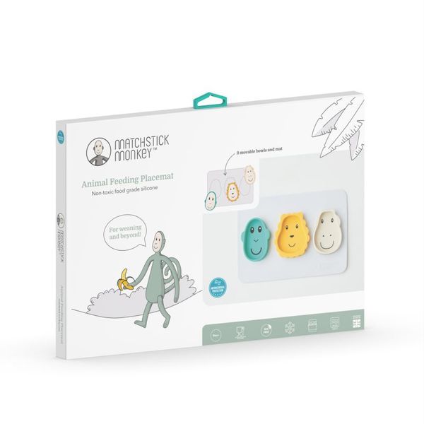 Matchstick Monkey Matchstick Monkey Animal Snack Mat комплект за хранене Monkey, Lion & Giraffe(за деца )