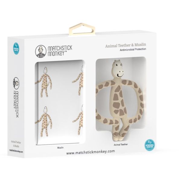 Matchstick Monkey Matchstick Monkey Animal Teether & Muslin Giraffe подаръчен комплект (за деца )