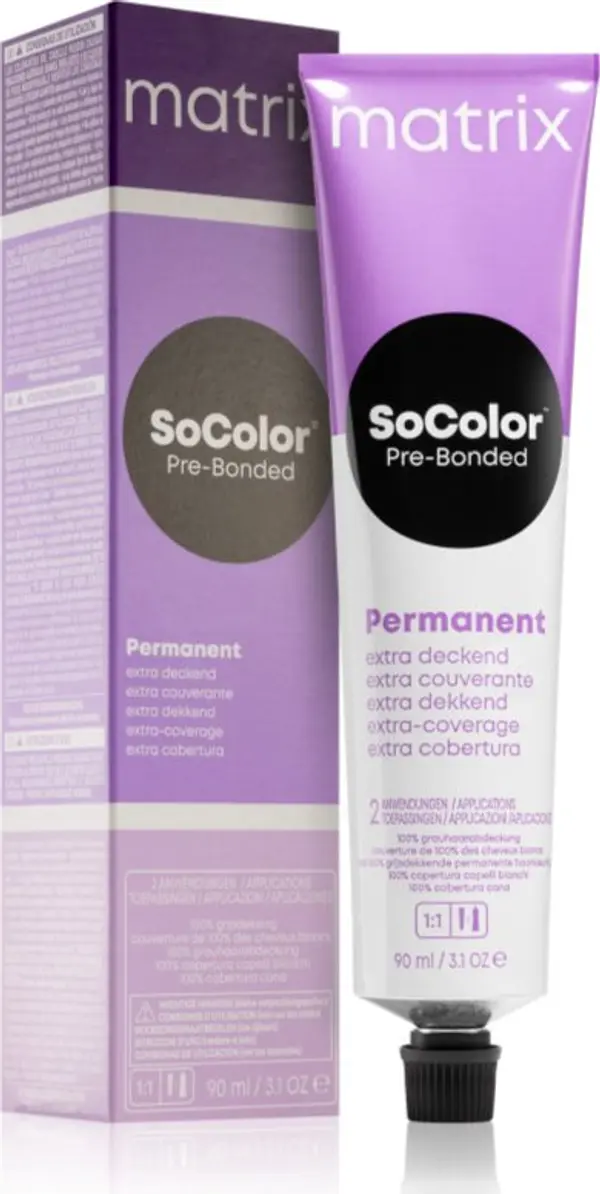 Matrix Matrix SoColor Pre-Bonded Extra Coverage перманентната боя за коса цвят 506Na Dukelblond Neutral Asch 90 мл.