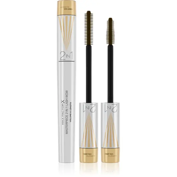 Max Factor Max Factor Masterpiece Lash Wow спирала за удъжаване, извиване и обем с четка 2 в 1 цвят Black Brown 7 мл.