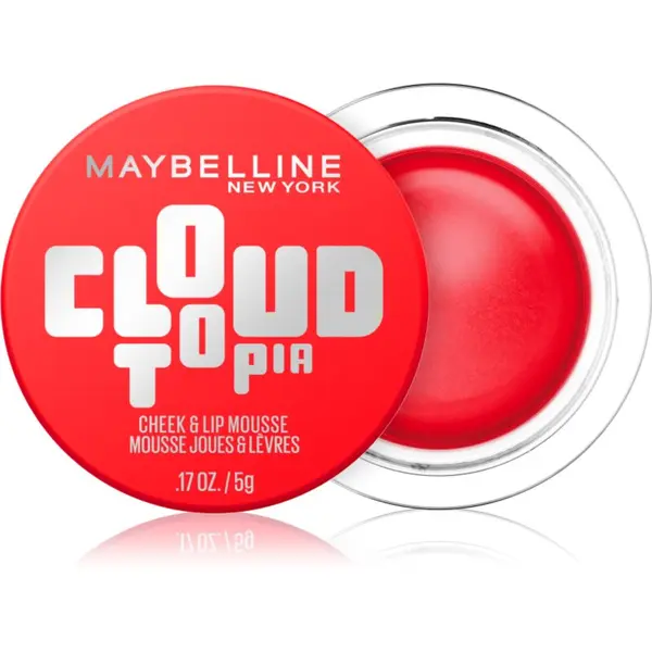 MAYBELLINE NEW YORK MAYBELLINE NEW YORK CloudTopia матов кремообразен руж за устни и скули цвят 03 Divine Crimson 5 гр.