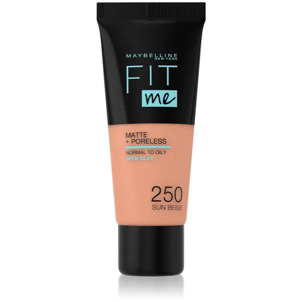 MAYBELLINE NEW YORK MAYBELLINE NEW YORK Fit Me! Matte+Poreless матиращ фон дьо тен за нормална към мазна кожа цвят 250 Sun Beige 30 мл.