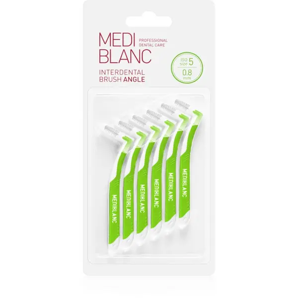 MEDIBLANC MEDIBLANC Interdental Pick-brush Angle междузъбна четка 6 бр. 0,8 mm Green 6 бр.