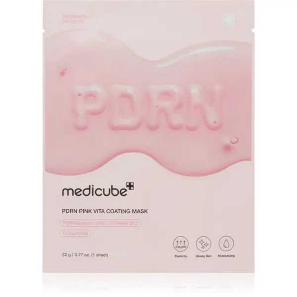 Medicube medicube PDRN Pink Vita Coating Mask противбръчкова платнена маска с озаряващ ефект 22 гр.