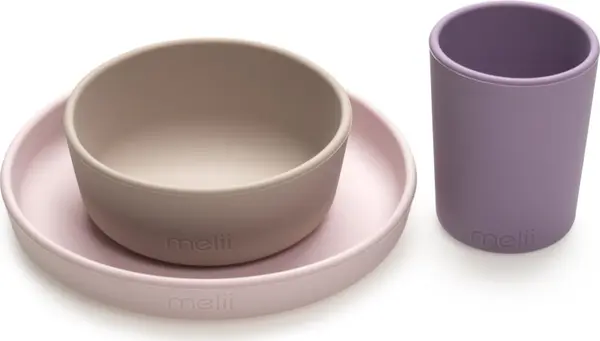 Melii Melii Feeding Set сет за хранене Pink, Purple, Grey 3 бр.