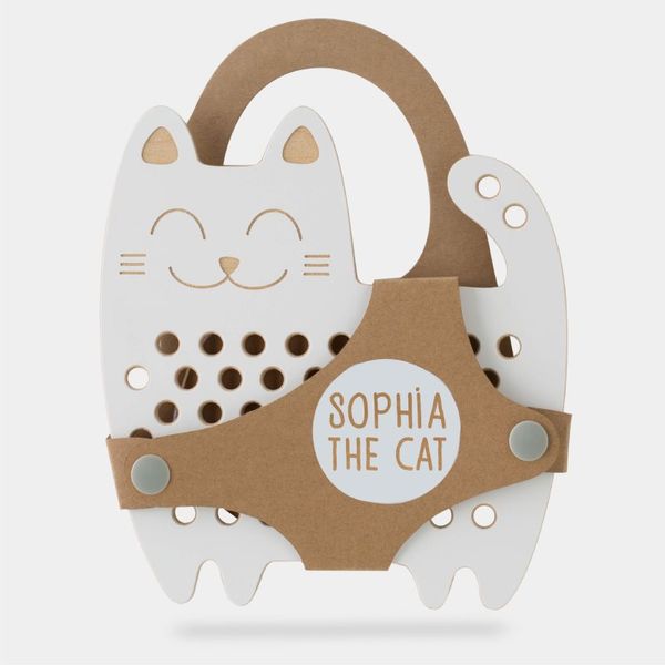 Milin Milin Big Wooden Lacing Toy Cat Sophia играчка за подреждане 17 cm x 16 cm x 0,7 cm 1 бр.