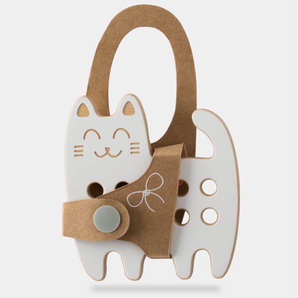 Milin Milin Small Wooden Lacing Toy Cat играчка за подреждане 9 cm x 8,5 cm x 0,7 cm 1 бр.