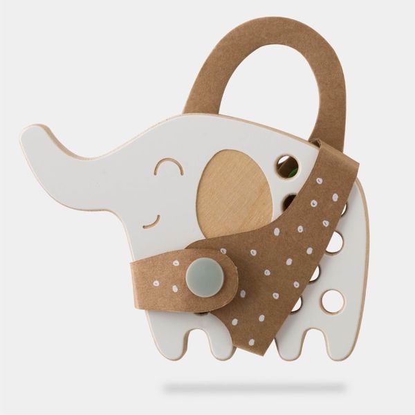 Milin Milin Small Wooden Lacing Toy Elephant играчка за подреждане 8,5 cm x 12,5 cm x 0,7 cm 1 бр.
