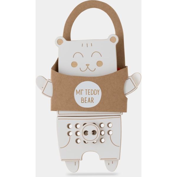 Milin Milin Wooden Lacing Toy Mr. Teddy играчка за подреждане 22 cm x 17 cm x 0,7 cm 1 бр.