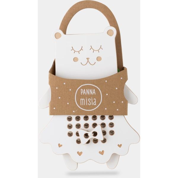 Milin Milin Wooden Lacing Toy Mrs. Teddy играчка за подреждане 22 cm x 16 cm x 0,7 cm 1 бр.