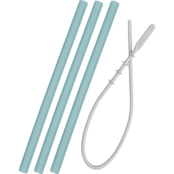 Minikoioi Minikoioi Flexi Straw with Cleaning Brush силиконова сламка с четка Aqua Green 3 бр.